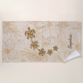 ビーチパーソナライズされたタオルネーム海タートルハワイ ビーチタオル (正面)