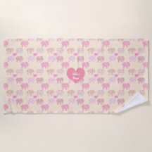 ビーチパーソナライズされたタオル赤ちゃんガールゾーンズピンク