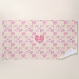 ビーチパーソナライズされたタオル赤ちゃんガールゾーンズピンク ビーチタオル