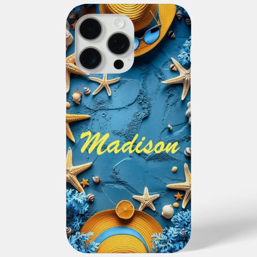 ビーチパーソナライズされたテーマiPhoneケース – 名前をカスタムする Case-Mate iPhoneケース (裏面)