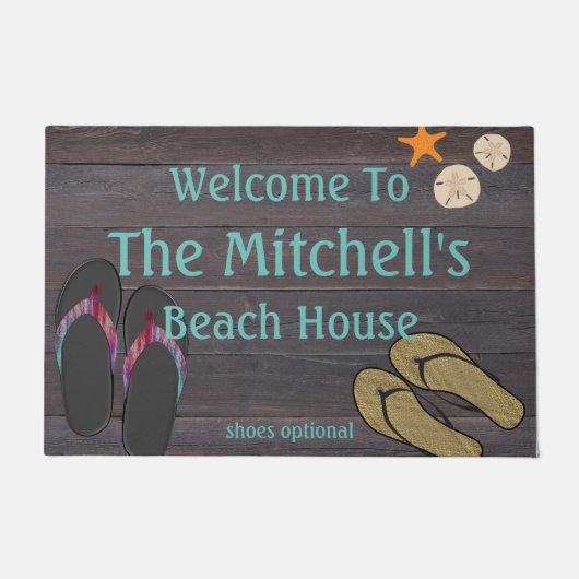 ビーチパーソナライズされたハウスウェルカム ドアマット (正面)