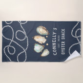 ビーチパーソナライズされたハウスオイスターシャック ビーチタオル (正面)