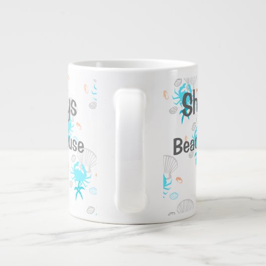 ビーチパーソナライズされたハウスコーヒーマグ ジャンボコーヒーマグカップ (裏面)