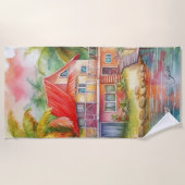 ビーチパーソナライズされたハウスバンガロー ビーチタオル (正面)