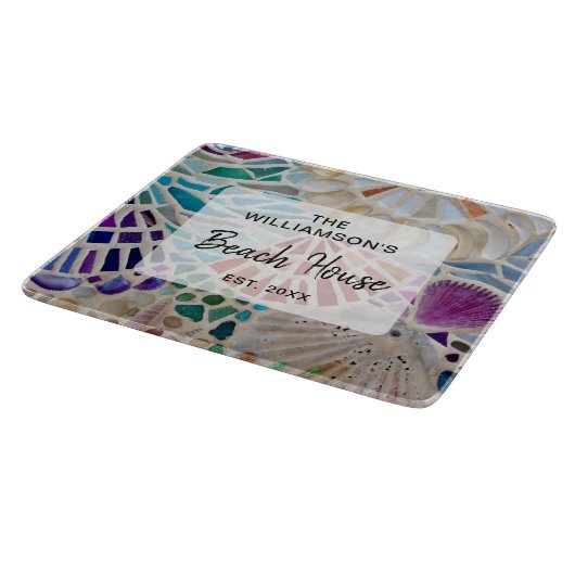 ビーチパーソナライズされたハウス カッティングボード (角)