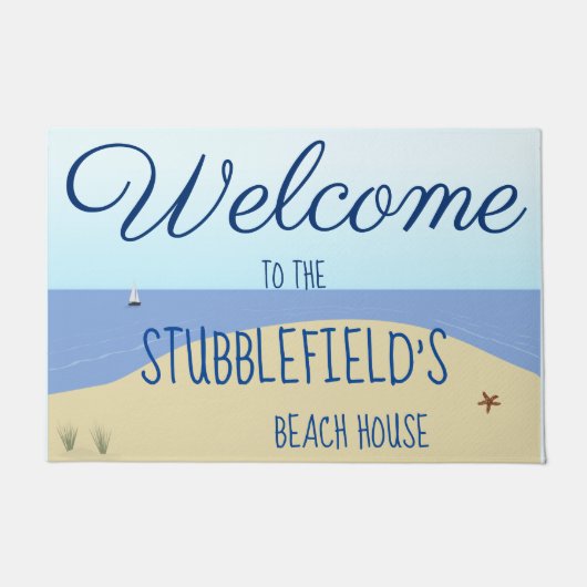 ビーチパーソナライズされたハウス  ドアマット (正面)