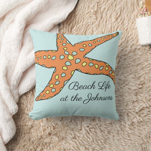 ビーチパーソナライズされたライフスターフィッシュ装飾用クッション クッション (ブランケット)