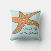 ビーチパーソナライズされたライフスターフィッシュ装飾用クッション クッション (正面)