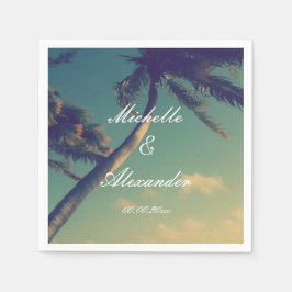 ビーチパーソナライズされた先結婚式のナプキン スタンダードカクテルナプキン