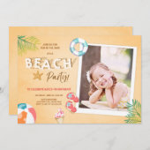 ビーチパーティの招待状ビーチ誕生日BBQサマー 招待状 (正面/裏面)