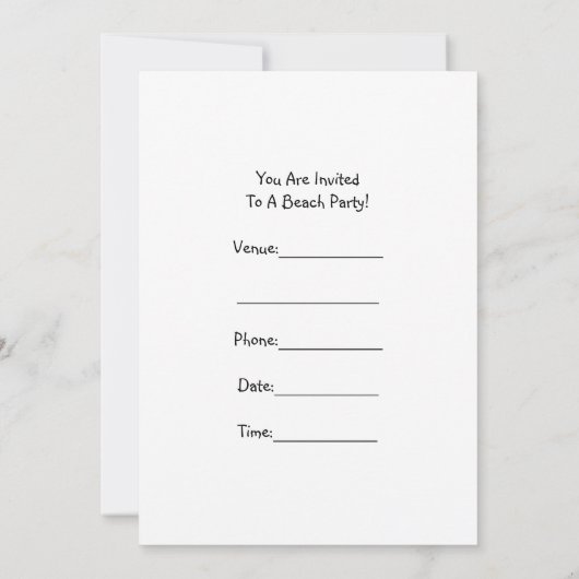 ビーチパーティの招待状-おもしろいビーチパーティーinvi 招待状 (裏面)