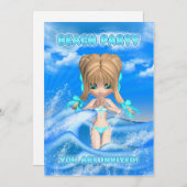 ビーチパーティの招待状-おもしろいビーチパーティーinvi 招待状 (正面/裏面)