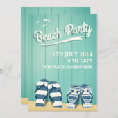 ビーチパーティの招待状 招待状 (正面/裏面)