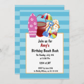 ビーチパーティの招待状 招待状 (正面/裏面)