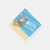ビーチパーティーあなたの名前を追加クールサーフィンPolar Bear スタンダードカクテルナプキン (角)