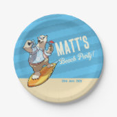 ビーチパーティーあなたの名前を追加クールサーフィンPolar Bear ペーパープレート (正面)