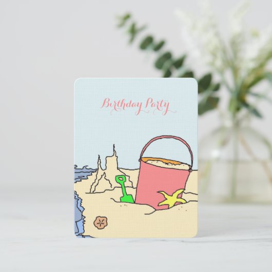 ビーチパーティーおもちゃバースデーパーティーの招待 招待状 (スタンド正面)