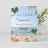 ビーチパーティーのご招待 夏の家族ビーチパーティー 招待状 (スタンド正面)