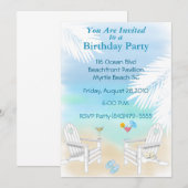 ビーチパーティーのご招待 招待状 (正面/裏面)