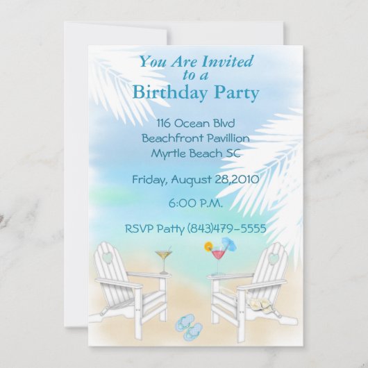 ビーチパーティーのご案内 招待状 (正面)
