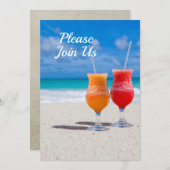 ビーチパーティーのテーマ - 2つのドリンク 招待状 (正面/裏面)