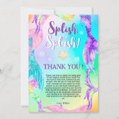 ビーチパーティーの人魚の尾 海 キッズの誕生日 サンキューカード (正面)