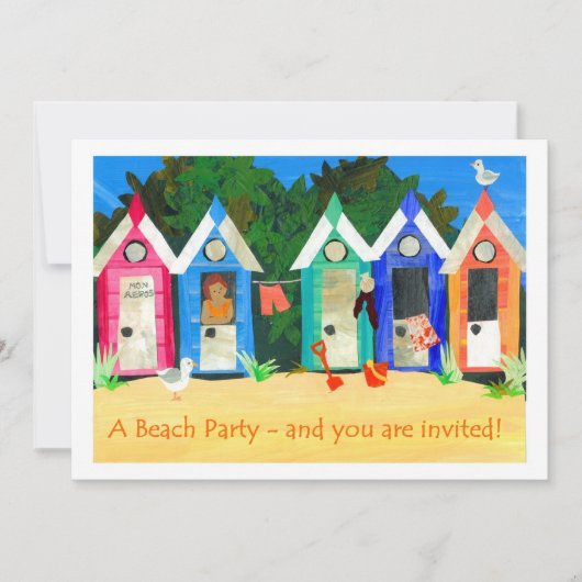 ビーチパーティーの招待状 - ビーチハウス 招待状 (正面)