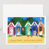 ビーチパーティーの招待状 - ビーチハウス 招待状 (正面/裏面)