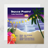 ビーチパーティーの招待状 招待状 (正面/裏面)