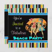ビーチパーティーの招待状 招待状 (正面/裏面)