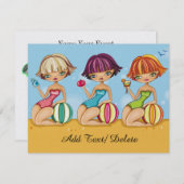 ビーチパーティーの招待状 招待状 (正面/裏面)