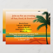 ビーチパーティーの招待 招待状 (正面/裏面)