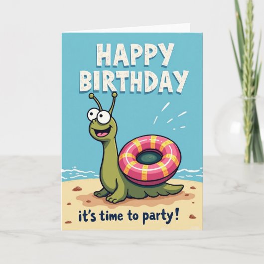 ビーチパーティーの誕生日カード カード (正面)