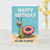 ビーチパーティーの誕生日カード カード (黄色い花)