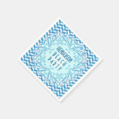 ビーチパーティーアールデコシェルおよびヘリンボーンカスタム スタンダードカクテルナプキン (角)