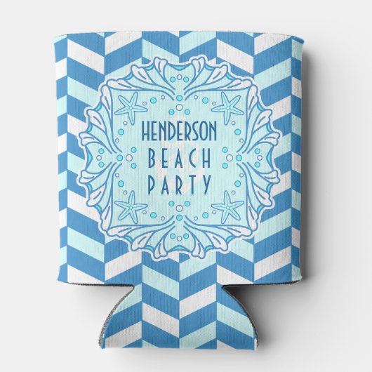 ビーチパーティーアールデコシェルおよびヘリンボーンカスタム 缶クーラー (裏面)