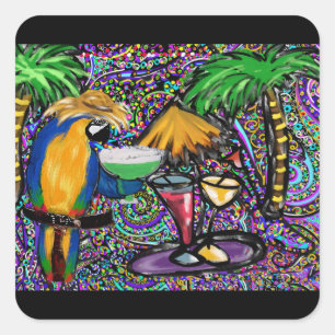 ビーチパーティーオウム スクエアシール