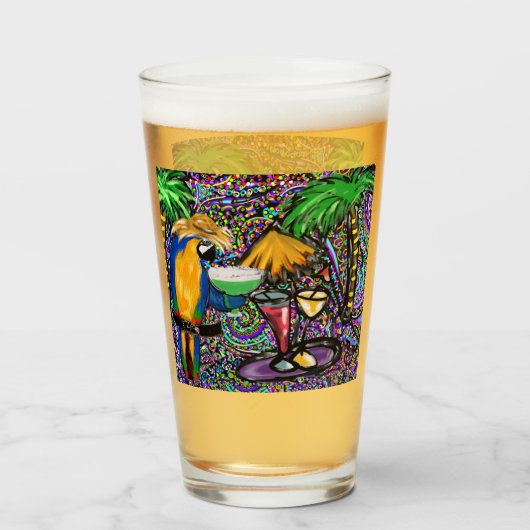 ビーチパーティーオウム タンブラーグラス (ドリンク裏面)