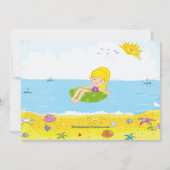 ビーチパーティーガール水泳誕生日招待状 招待状 (裏面)