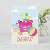 ビーチパーティーキッズ誕生パーティーの招待 招待状 (スタンド正面)