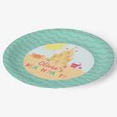 ビーチパーティーサマーサンドキャッスル誕生日 ペーパープレート (アングル)