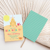 ビーチパーティーサマーサンドキャッスル誕生日 招待状