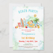 ビーチパーティーサマー1stバースデーボーイ招待状 招待状 (正面)