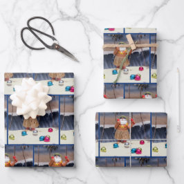 ビーチパーティーサンタクロース – クリスマスラッピング紙 ラッピングペーパーシート