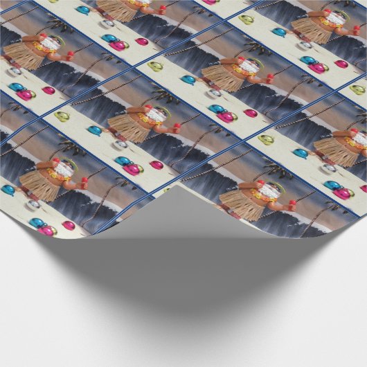 ビーチパーティーサンタ – クリスマスラッピング紙 ラッピングペーパー (角)