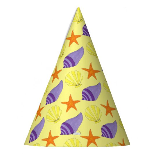 ビーチパーティーシーシェルシーシェルズイエローパープル パーティーハット (左)