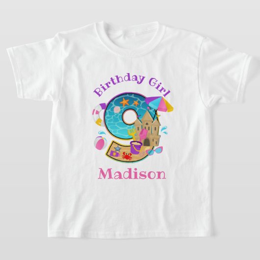 ビーチパーティーニネース誕生日ワイシャツ Tシャツ (レイダウン)