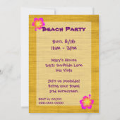 ビーチパーティーハイビスカスフラワーカスタム招待状 招待状 (裏面)