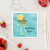 ビーチパーティーバンコブルーウォーターカラー金ゴールドパームツリー スタンダードカクテルナプキン (インサイチュ)