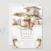 ビーチパーティーバースデーパステルサンド 招待状 (正面)